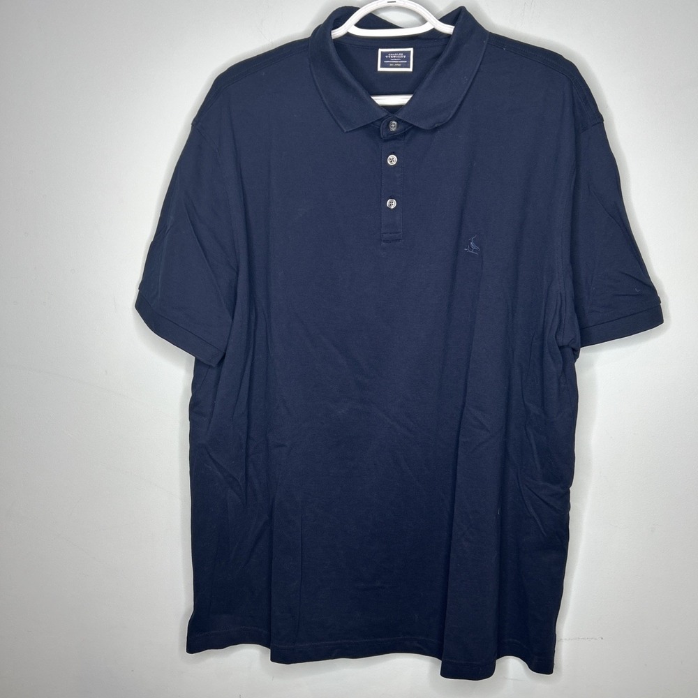 Charles Tyrwhitt Cotton Stretch Polo Shirt Mens 2XL Blue Collar Accent Classic